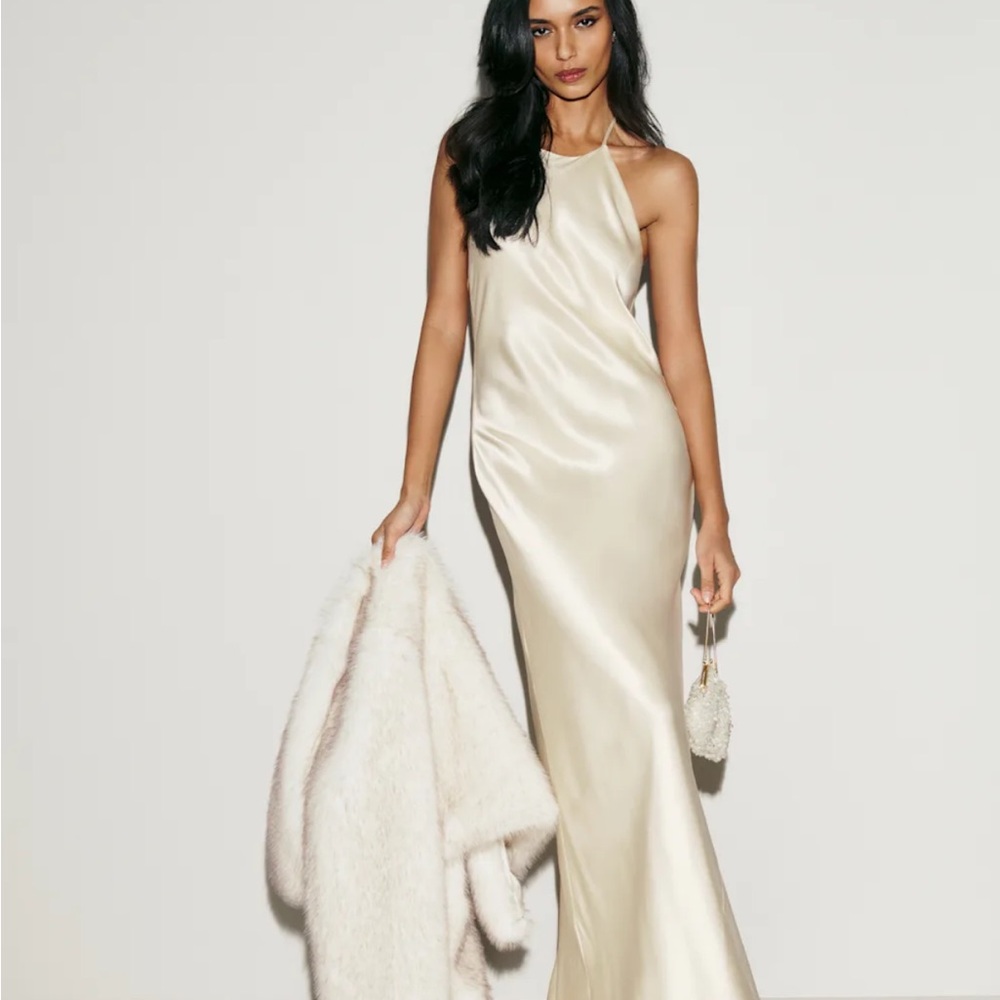 Elegant Cream Satin Dress